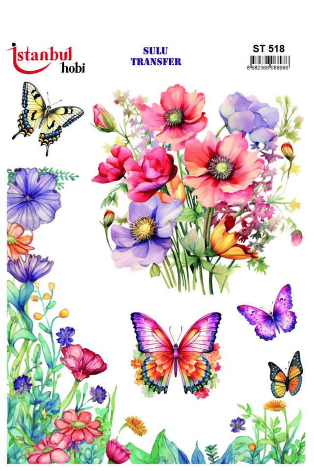 Sulu Transfer Çiçekli Desenli ST518