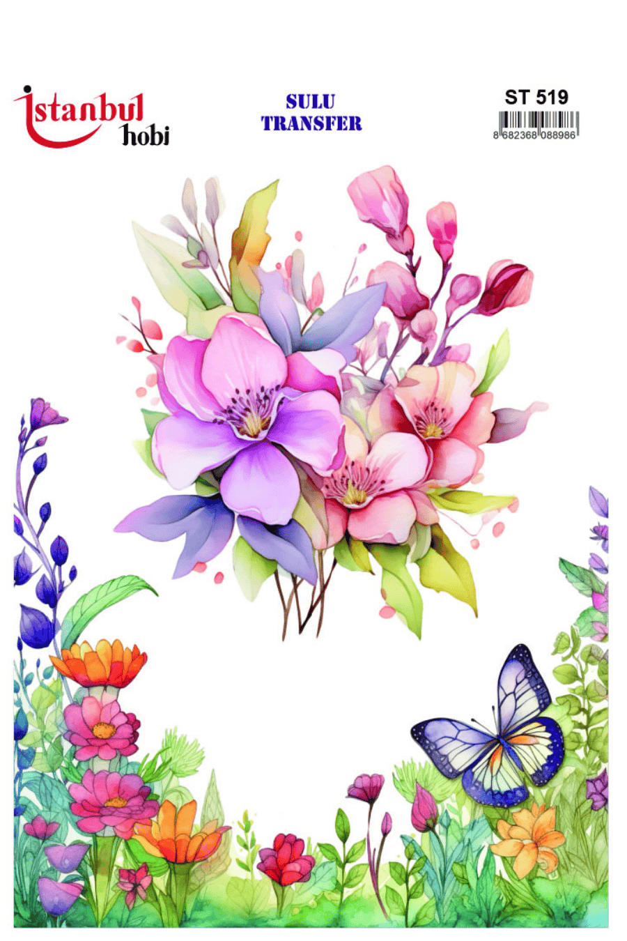 Sulu Transfer Çiçekli Desenli ST519