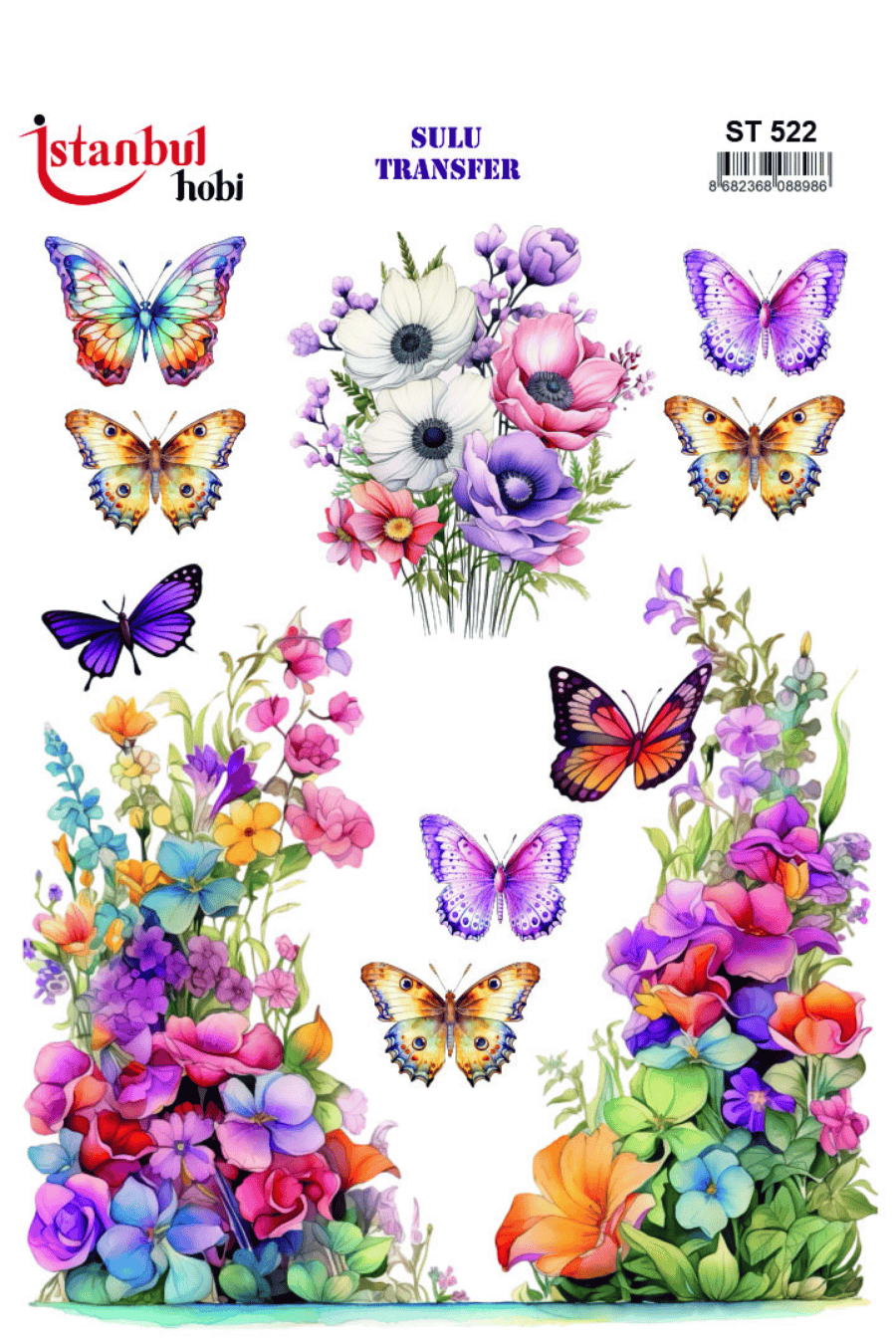 Sulu Transfer Çiçekli Desenli ST522