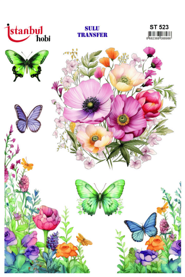 Sulu Transfer Çiçekli Desenli ST523