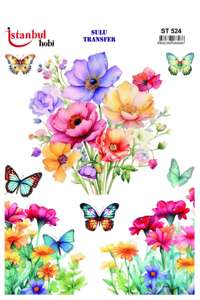Sulu Transfer Çiçekli Desenli ST524