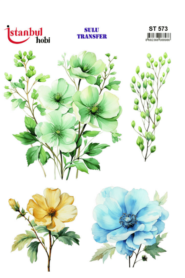 Sulu Transfer Çiçekli Desenli ST573