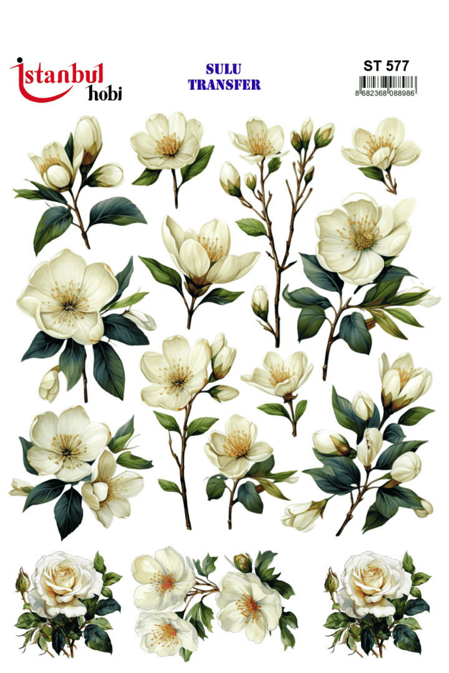Sulu Transfer Çiçekli Desenli ST577