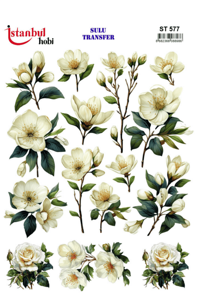 Sulu Transfer Çiçekli Desenli ST577