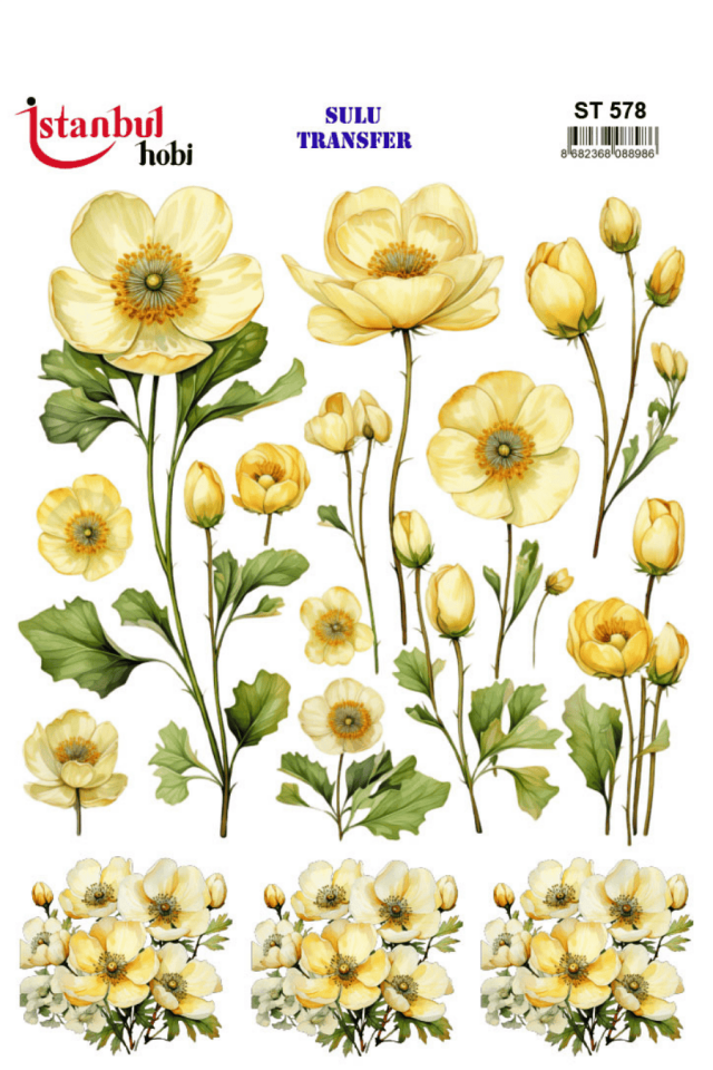 Sulu Transfer Çiçekli Desenli ST578