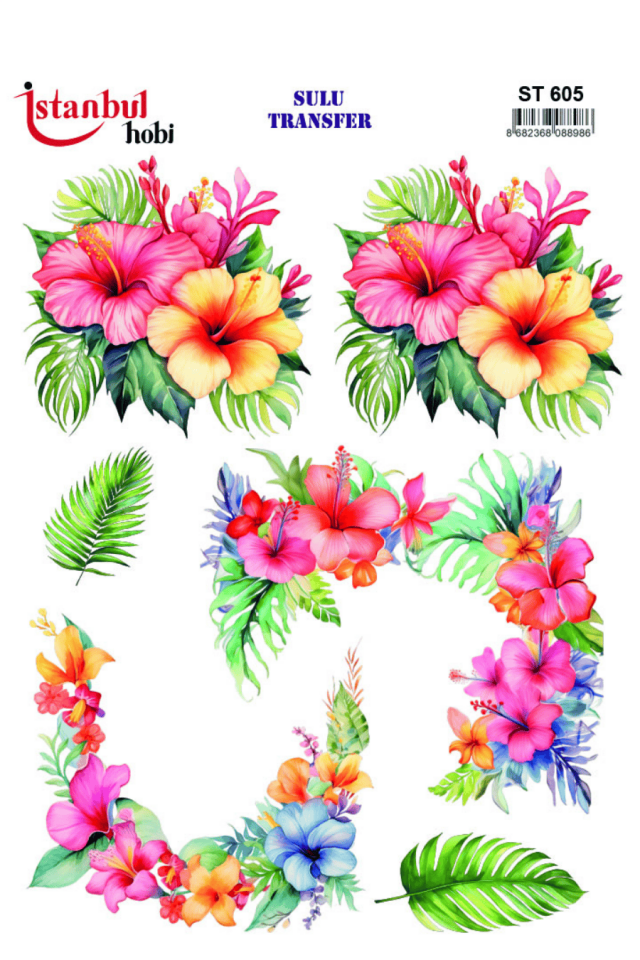 Sulu Transfer Çiçekli Desenli ST605