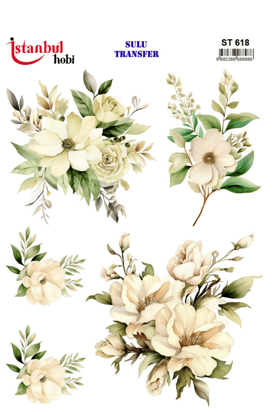 Sulu Transfer Çiçekli Desenli ST618