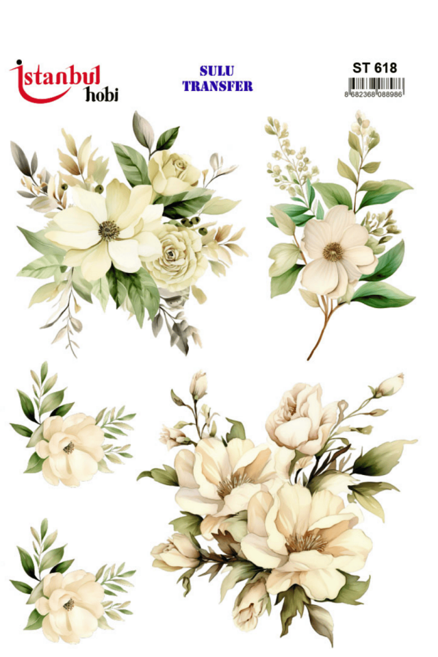 Sulu Transfer Çiçekli Desenli ST618