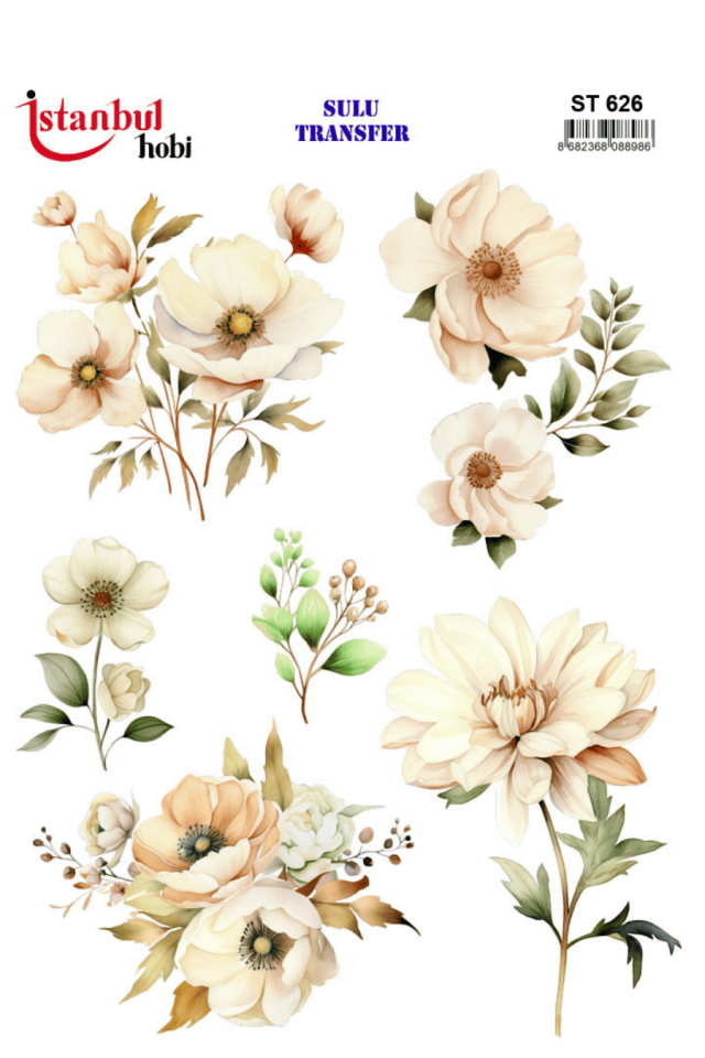 Sulu Transfer Çiçekli Desenli ST626