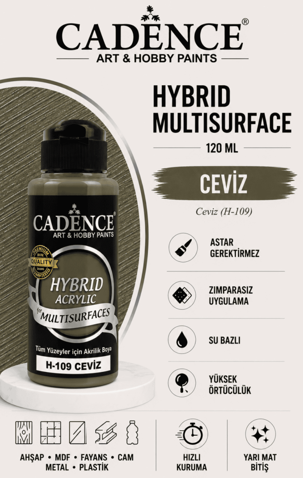 Cadence Hybrid Multisurface H-109 Ceviz Akrilik Boya 120 ml