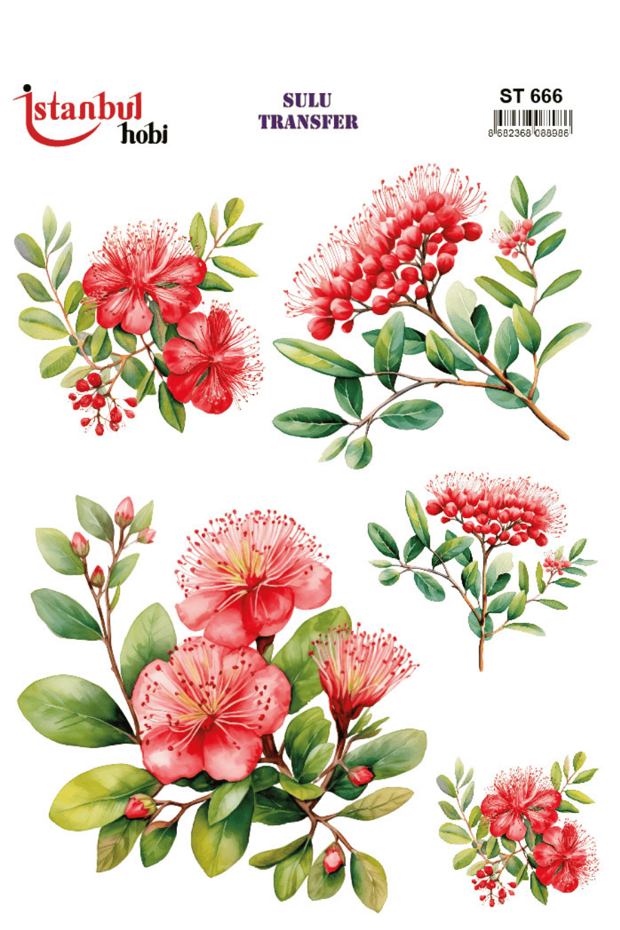 Sulu Transfer Çiçekli Desenli ST666