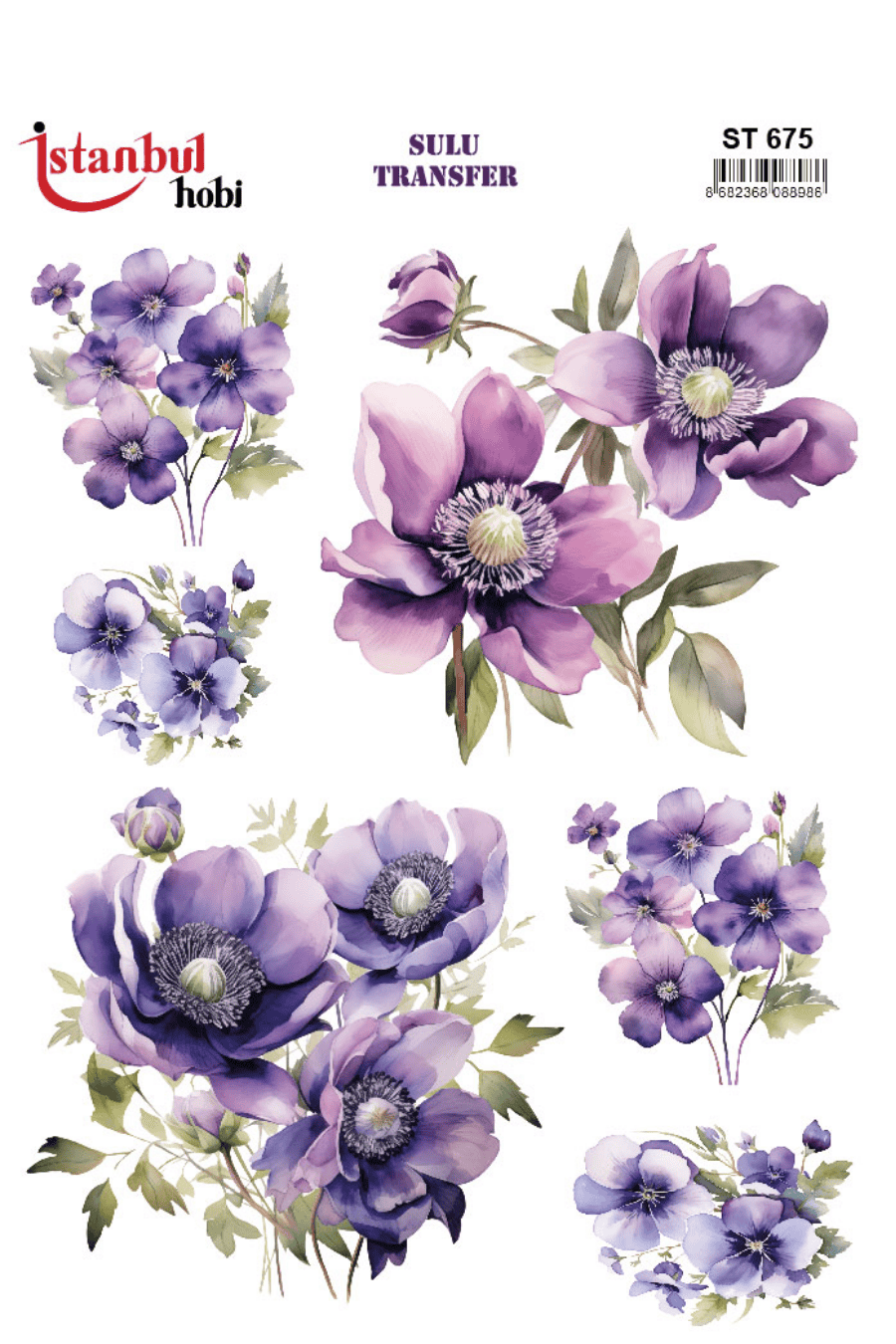 Sulu Transfer Çiçekli Desenli ST675