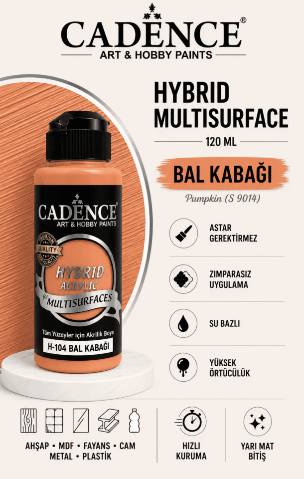 Cadence Hybrid Multisurface H-104 Bal Kabağı Akrilik Boya 120 ml