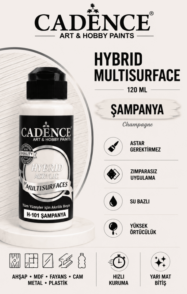 Cadence Hybrid Multisurface H-101 Şampanya 120 ml Akrilik Boya