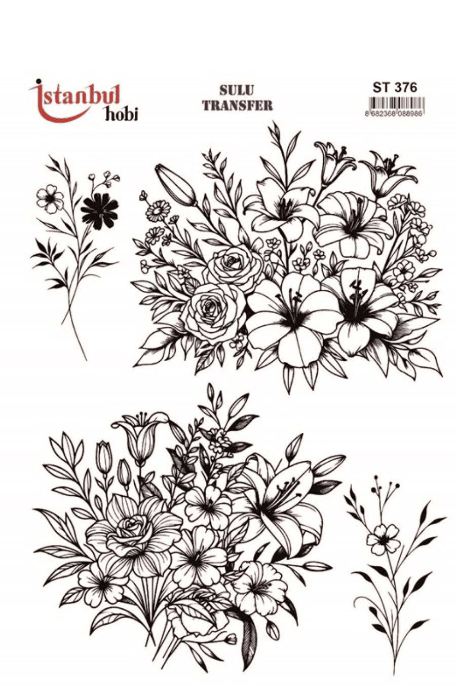 Sulu Transfer Siyah ve Beyaz Desen Seri ST376