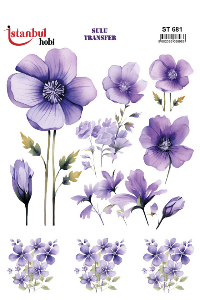 Sulu Transfer Çiçekli Desenli ST681