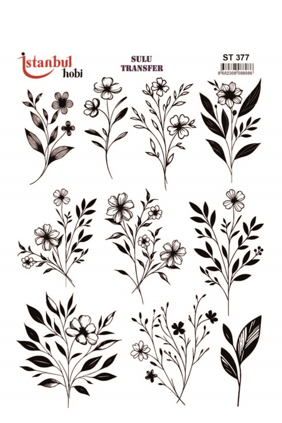 Sulu Transfer Siyah ve Beyaz Desen Seri ST377