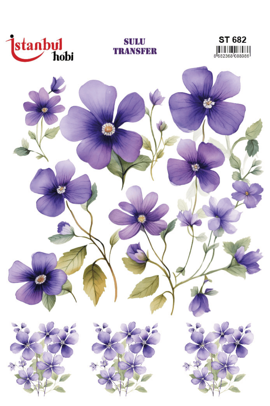 Sulu Transfer Çiçekli Desenli ST682