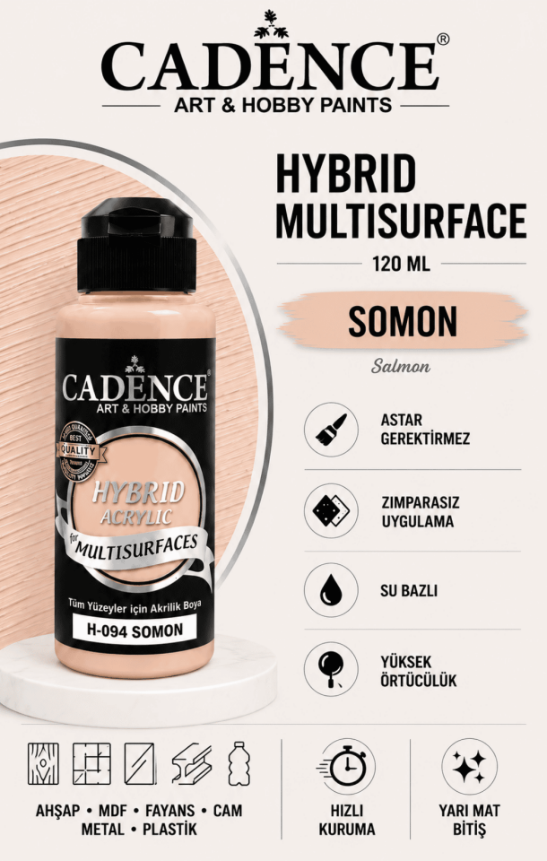 Cadence Hybrid Multisurface H-094 Somon Akrilik Boya 120 ml