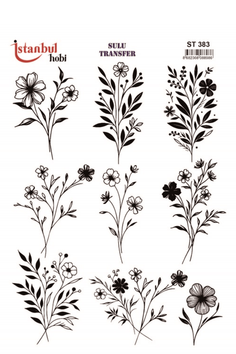 Sulu Transfer Siyah ve Beyaz Desen Seri ST383