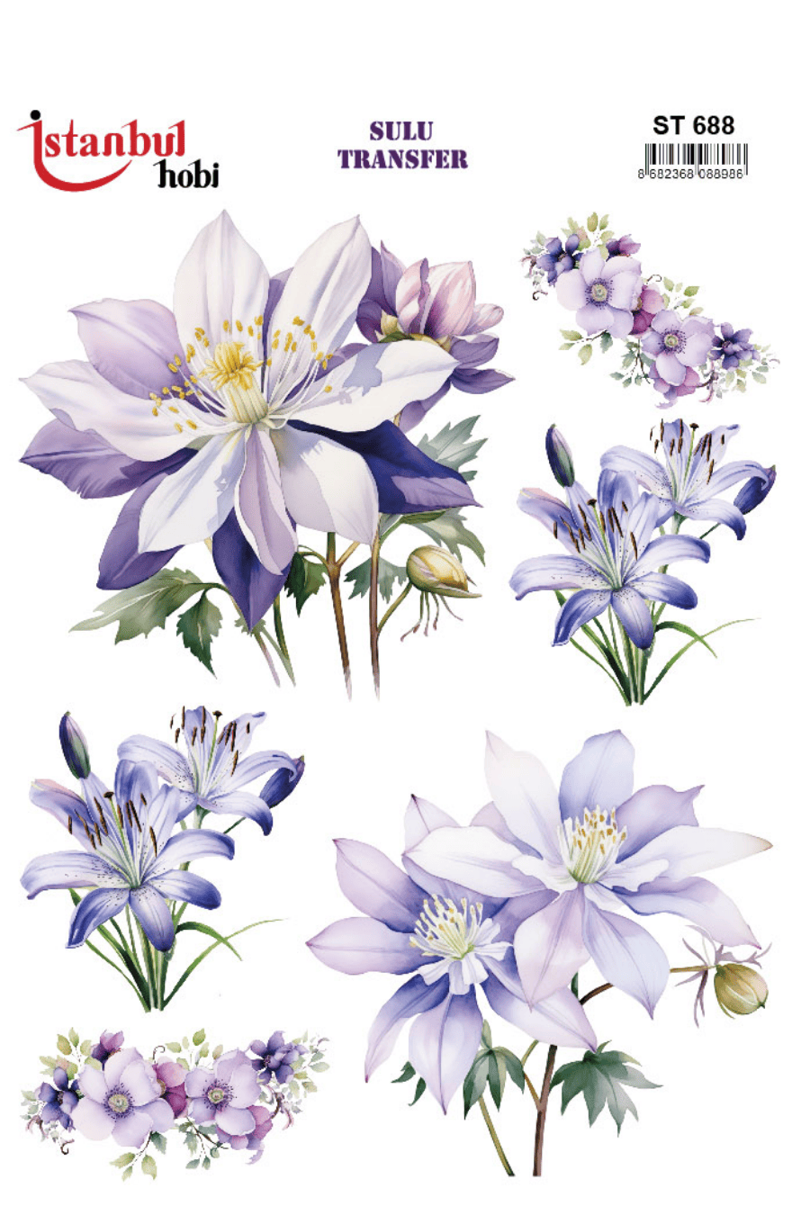 Sulu Transfer Çiçekli Desenli ST688