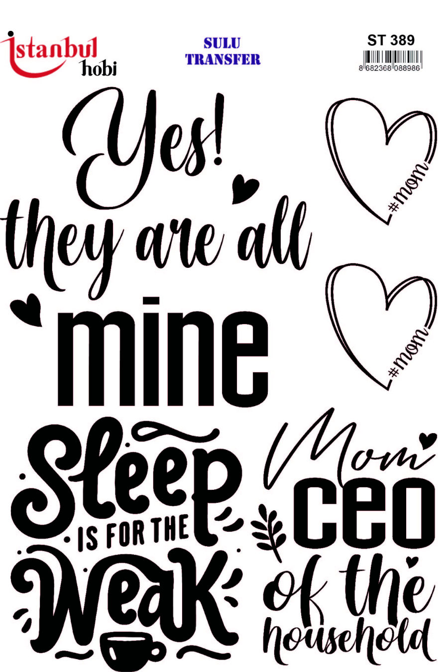 Sulu Transfer Siyah ve Beyaz Desen Seri ST389