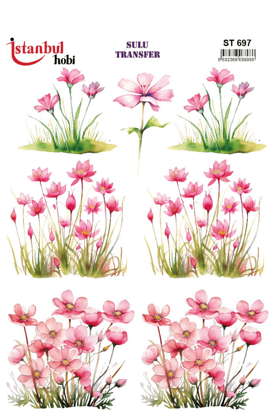 Sulu Transfer Çiçekli Desenli ST697