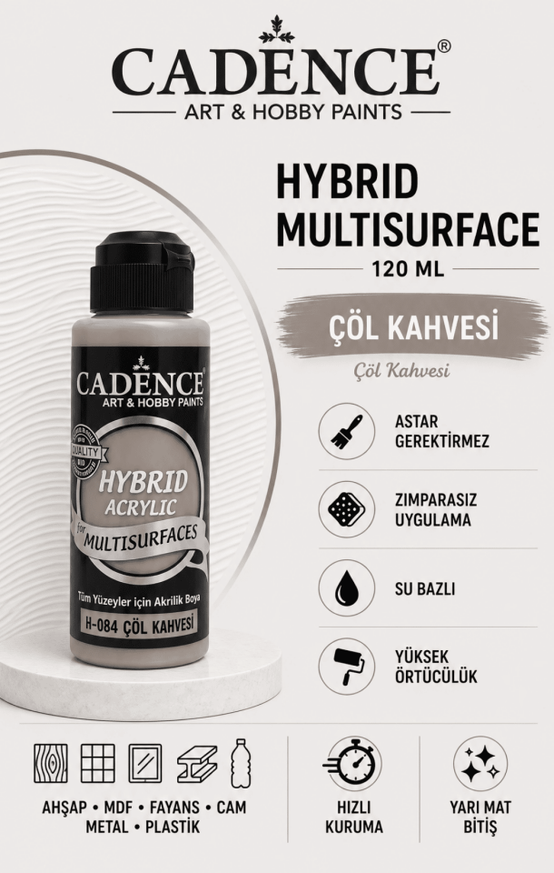 Cadence Hybrid Multisurface H-084 Çöl Kahvesi Akrilik Boya 120 ml