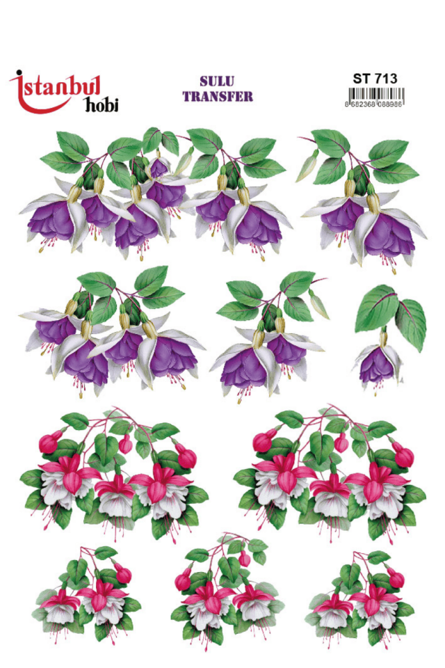 Sulu Transfer Çiçekli Desenli ST713