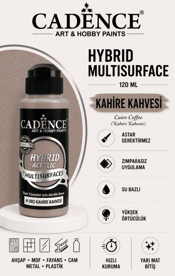 Cadence Hybrid Multisurface H-082 Kahire Kahvesi Akrilik Boya 120ml