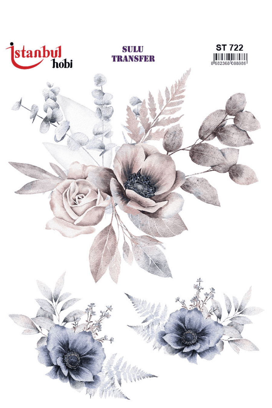 Sulu Transfer Çiçekli Desenli ST722