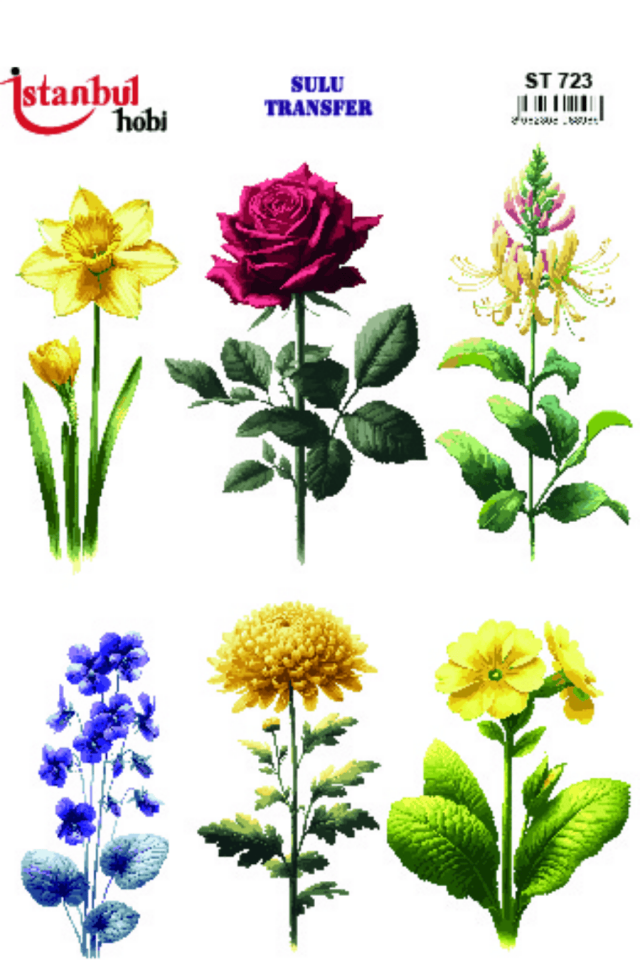 Sulu Transfer Çiçekli Desenli ST723