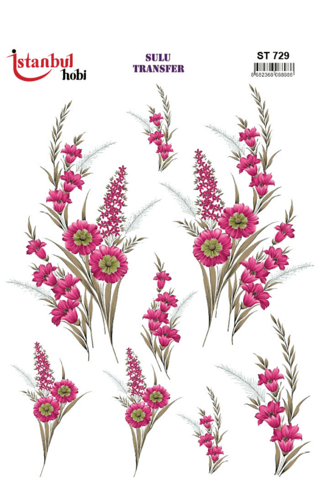 Sulu Transfer Çiçekli Desenli ST729