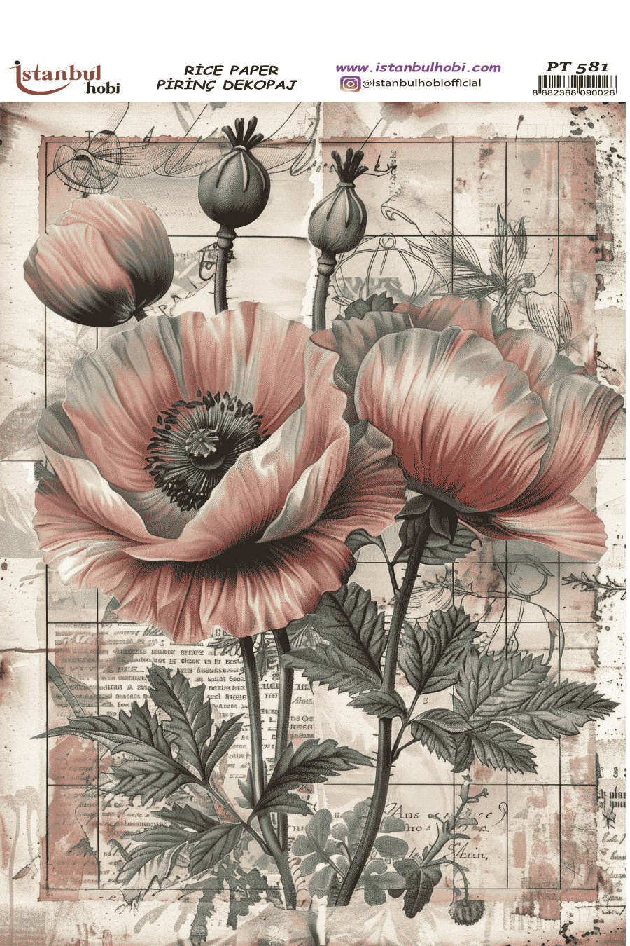 Pirinç Dekopaj Çiçekli PT-581 30x42cm