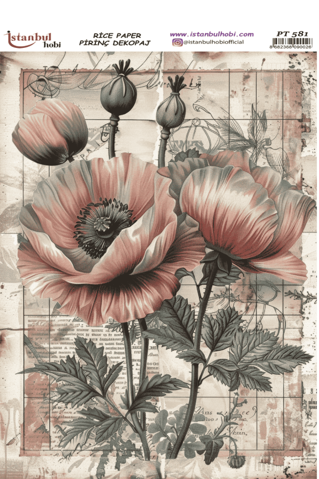 Pirinç Dekopaj Çiçekli PT-581 30x42cm