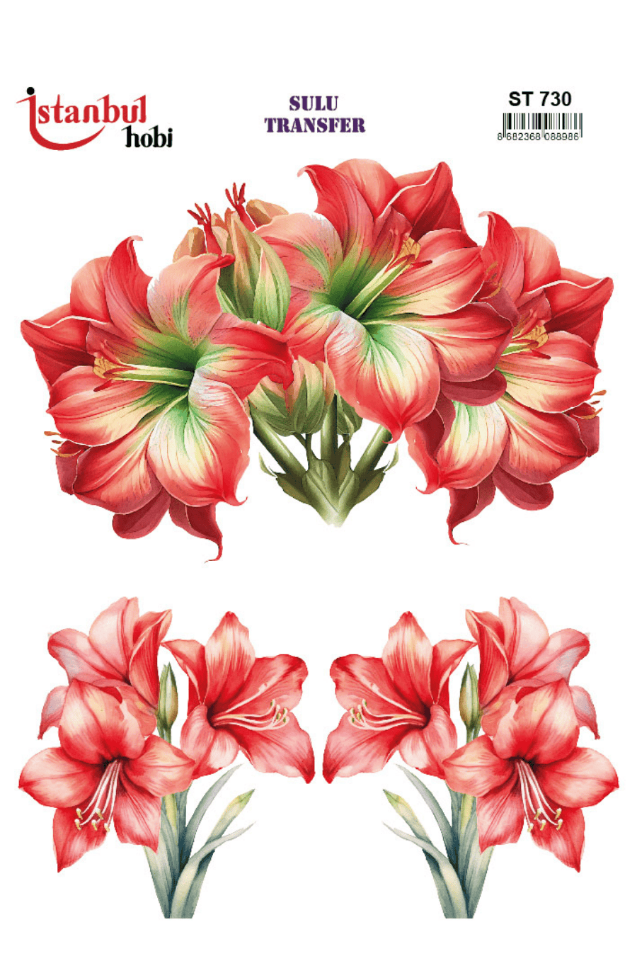 Sulu Transfer Çiçekli Desenli ST730