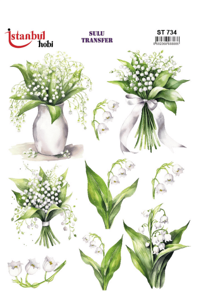 Sulu Transfer Çiçekli Desenli ST734