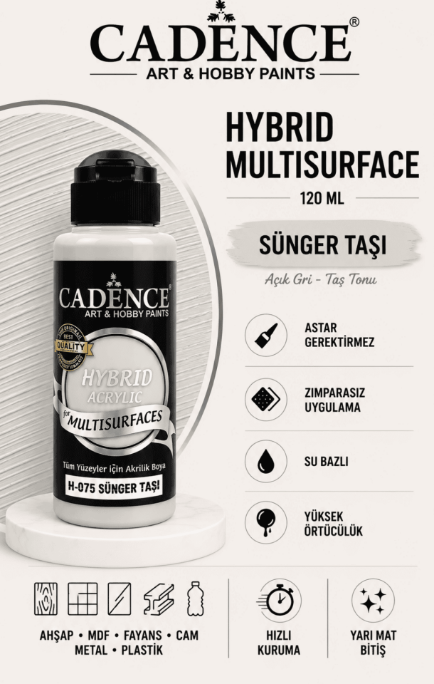 Cadence Hybrid Multisurface H-075 Sünger Taşı Akrilik Boya 120ML