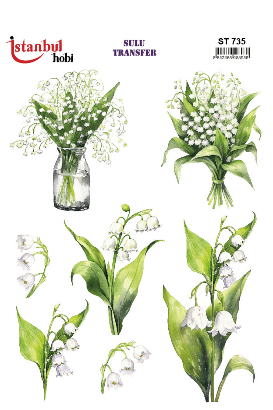 Sulu Transfer Çiçekli Desenli ST735