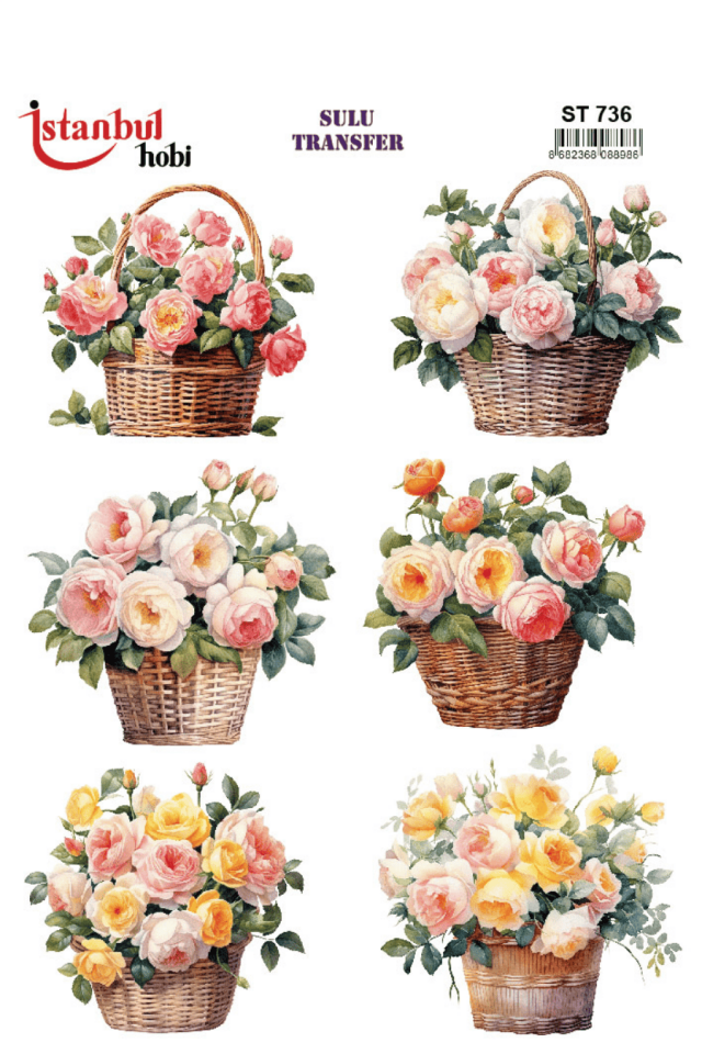 Sulu Transfer Çiçekli Desenli ST736