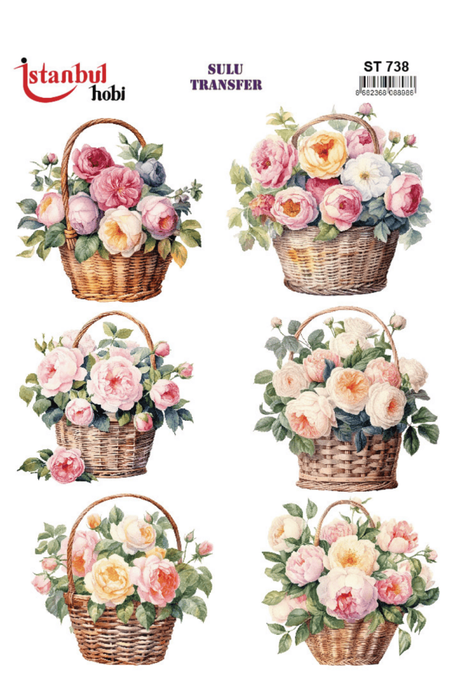 Sulu Transfer Çiçekli Desenli ST738