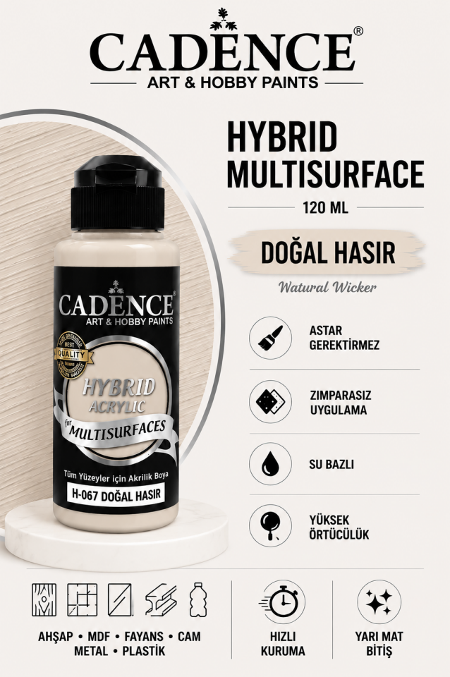 Cadence Hybrid Multisurface H-067 Doğal Hasır Akrilik Boya 120ml