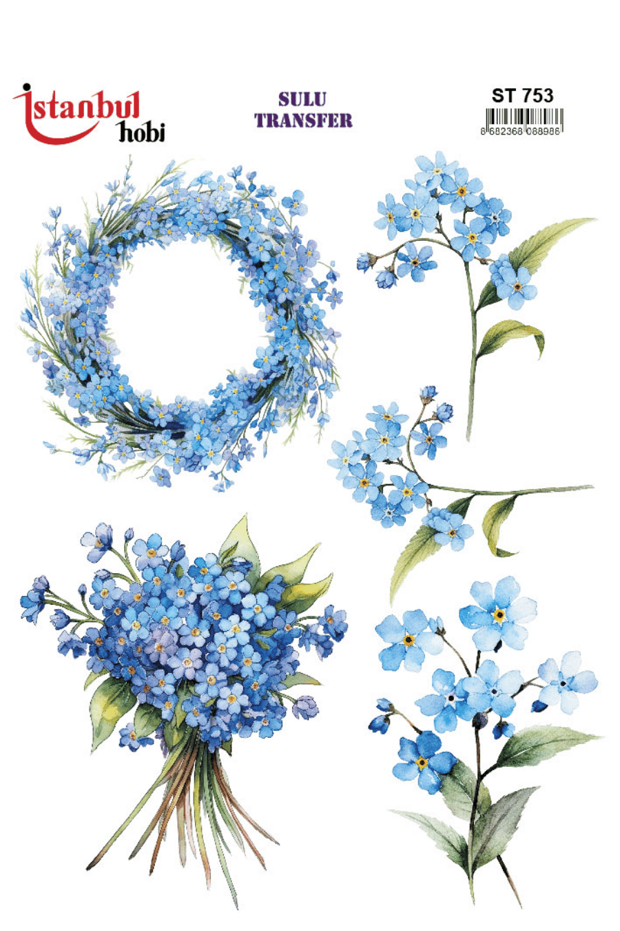 Sulu Transfer Çiçekli Desenli ST753
