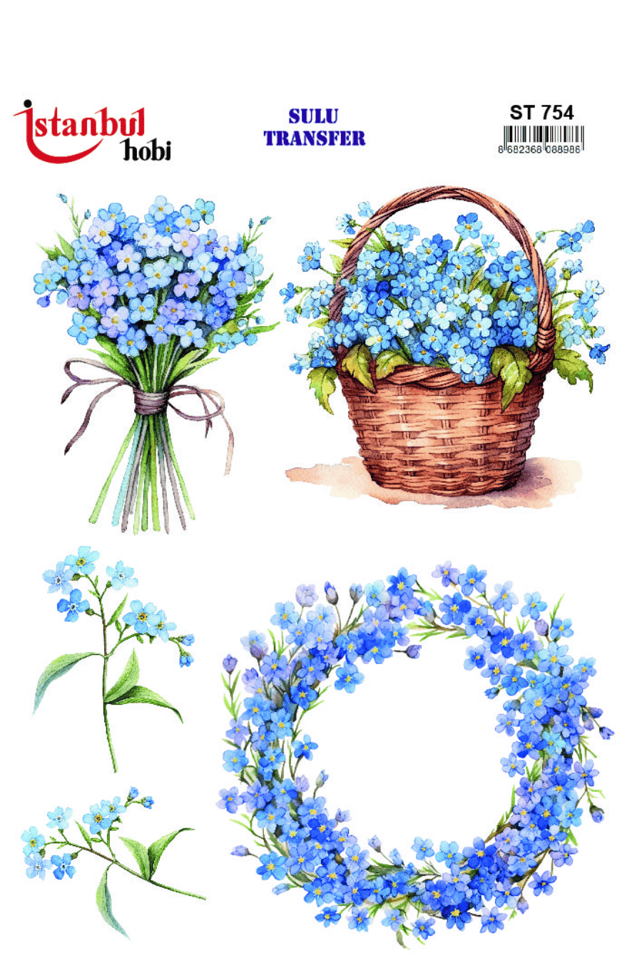Sulu Transfer Çiçekli Desenli ST754