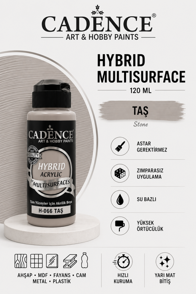 Cadence Hybrid Multisurface H-066 Taş Rengi Akrilik Boya 120ml