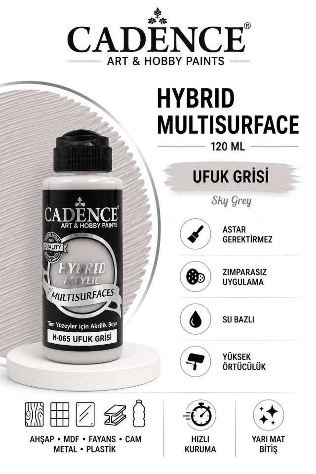 Cadence Hybrid Multisurface H-065 Ufuk Grisi Akrilik Boya 120ml