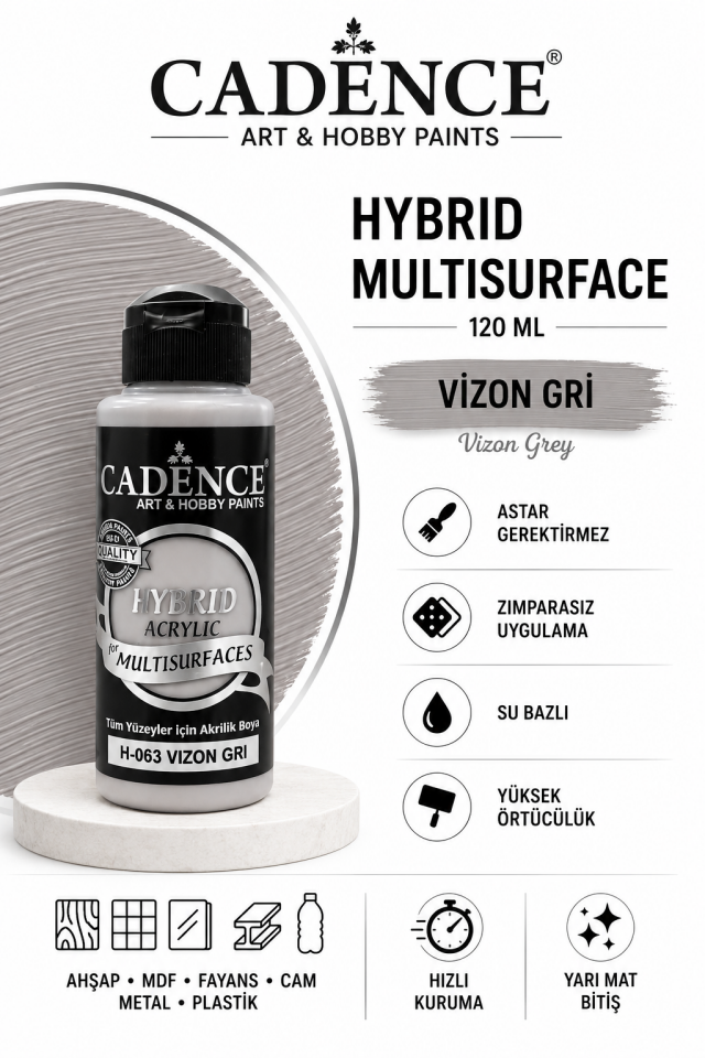 Cadence Hybrid Multisurface H-063 Vizon Gri Akrilik Boya 120ml