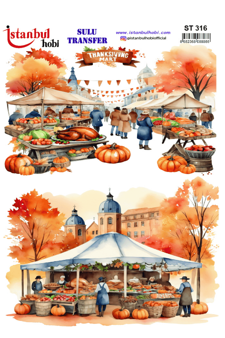 Sulu Transfer Sonbaharlı Desen Seri ST316