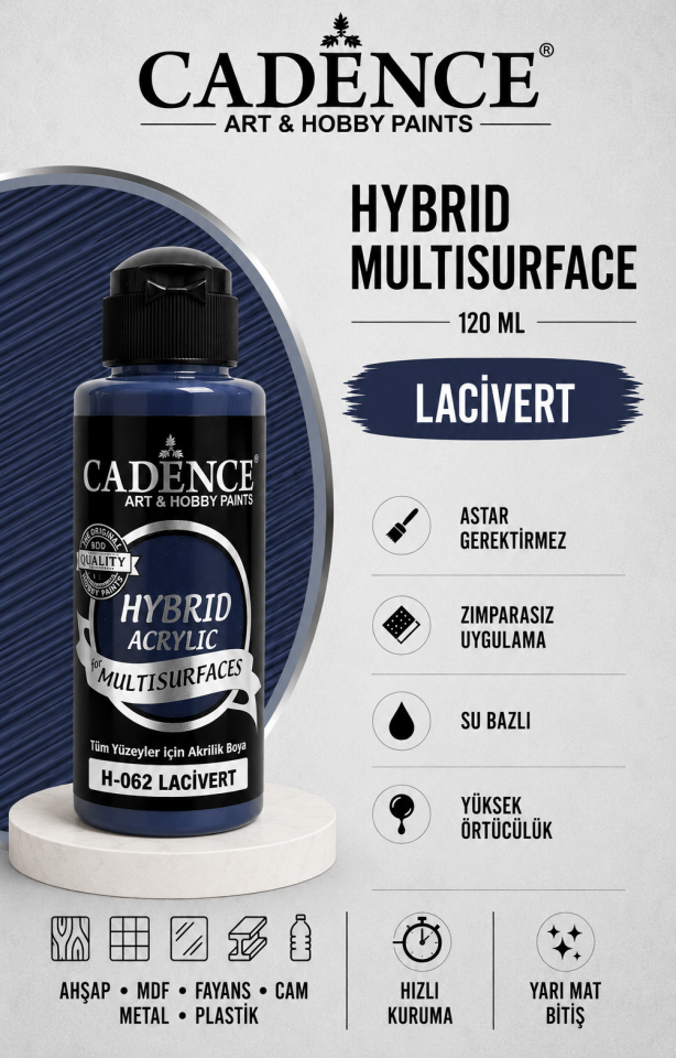 Cadence Hybrid Multisurface H-062 Lacivert Akrilik Boya 120ml