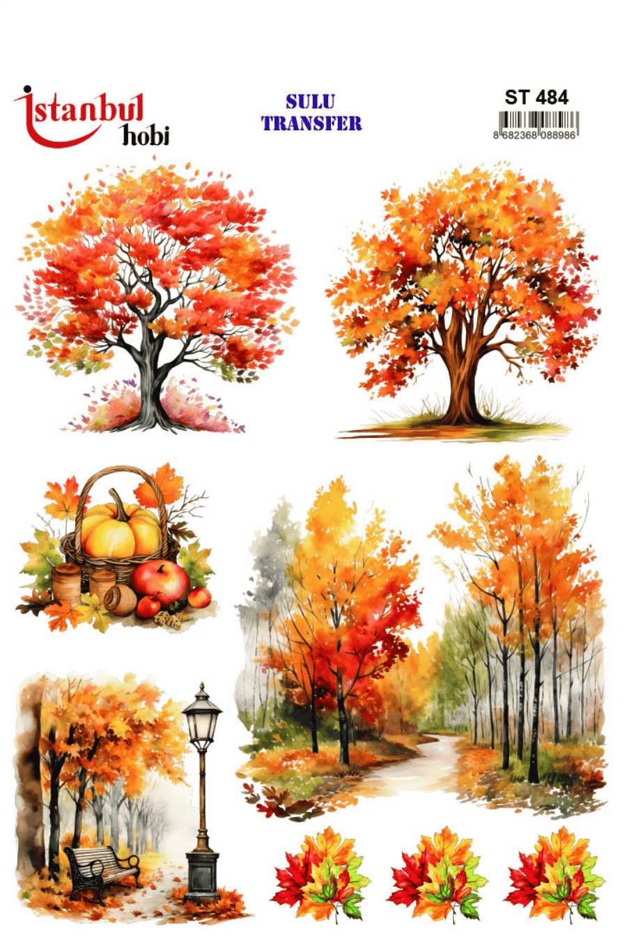 Sulu Transfer Sonbaharlı Desen Seri ST484